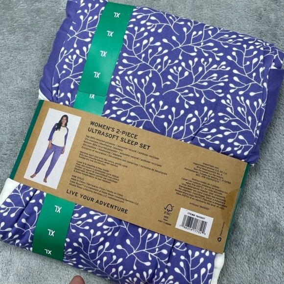 Eddie Bauer Womens 2-Piece Ultrasoft Sleep Set Purple XL d0586 - Picture 5 of 8